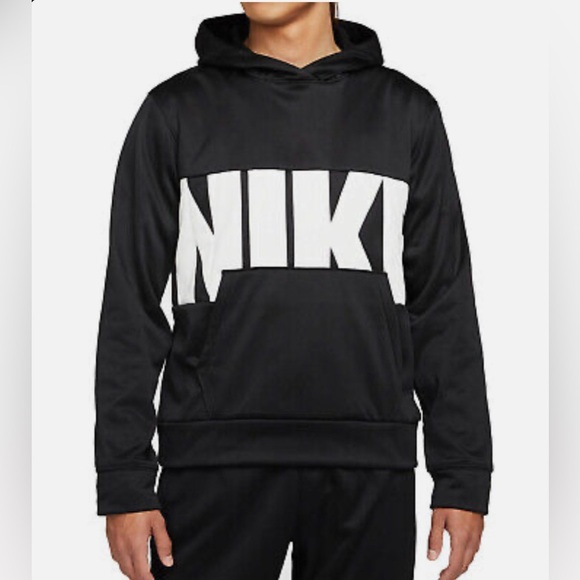 Nike Men Black Pullover Hoodie with Writing Logo L - Picture 1 of 14